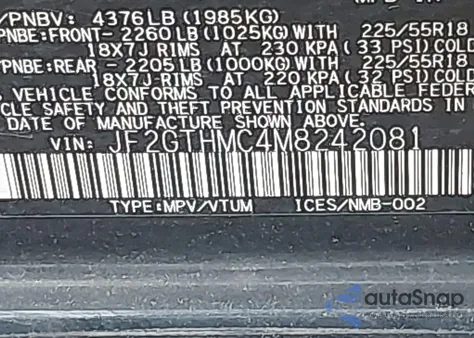 2021 Subaru Crosstrek Limited из США, поврежденный, VIN JF2GTHMC4M8242081